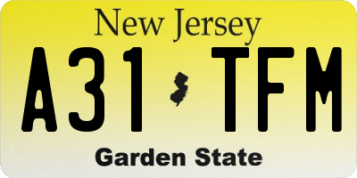 NJ license plate A31TFM