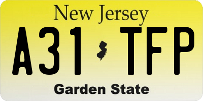 NJ license plate A31TFP
