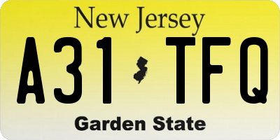 NJ license plate A31TFQ