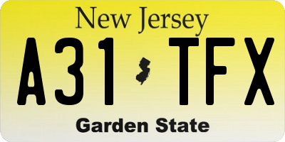 NJ license plate A31TFX