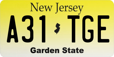 NJ license plate A31TGE