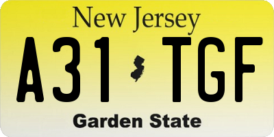 NJ license plate A31TGF