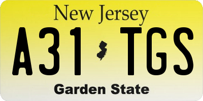 NJ license plate A31TGS