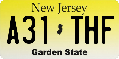NJ license plate A31THF