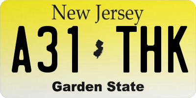 NJ license plate A31THK