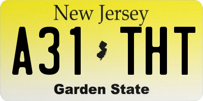 NJ license plate A31THT