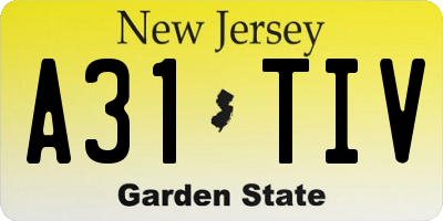 NJ license plate A31TIV