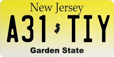 NJ license plate A31TIY