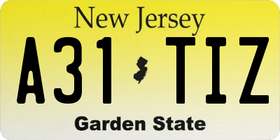 NJ license plate A31TIZ