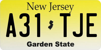NJ license plate A31TJE