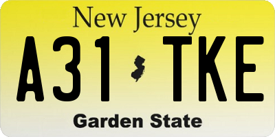 NJ license plate A31TKE