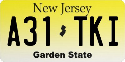 NJ license plate A31TKI