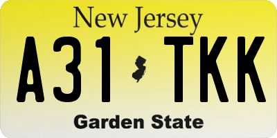 NJ license plate A31TKK