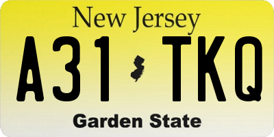 NJ license plate A31TKQ