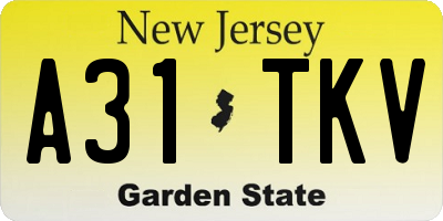 NJ license plate A31TKV