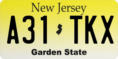 NJ license plate A31TKX