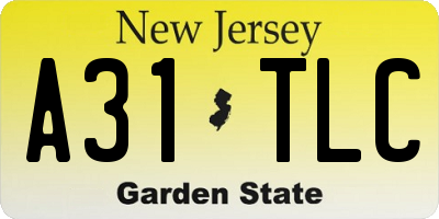 NJ license plate A31TLC
