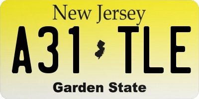 NJ license plate A31TLE
