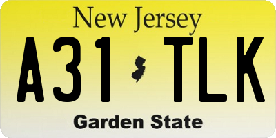 NJ license plate A31TLK