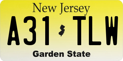NJ license plate A31TLW