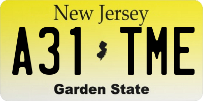 NJ license plate A31TME