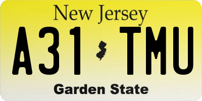 NJ license plate A31TMU