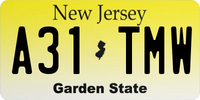 NJ license plate A31TMW
