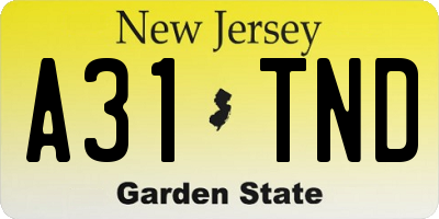 NJ license plate A31TND