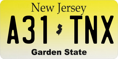 NJ license plate A31TNX