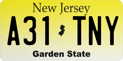 NJ license plate A31TNY
