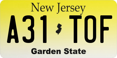 NJ license plate A31TOF
