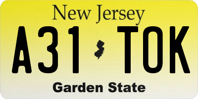 NJ license plate A31TOK