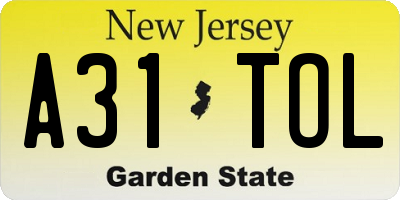 NJ license plate A31TOL
