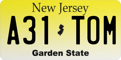 NJ license plate A31TOM