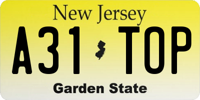 NJ license plate A31TOP