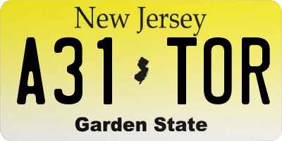 NJ license plate A31TOR