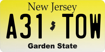 NJ license plate A31TOW