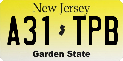 NJ license plate A31TPB