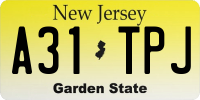 NJ license plate A31TPJ