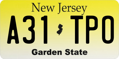 NJ license plate A31TPO
