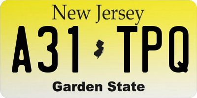 NJ license plate A31TPQ