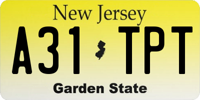NJ license plate A31TPT