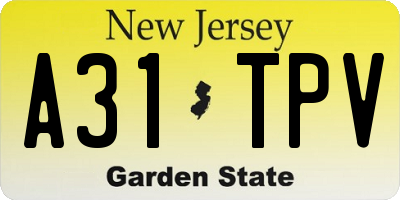 NJ license plate A31TPV