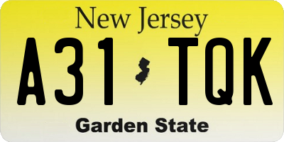 NJ license plate A31TQK