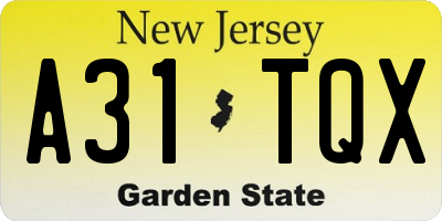 NJ license plate A31TQX