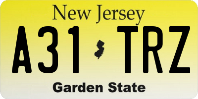 NJ license plate A31TRZ