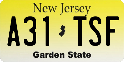 NJ license plate A31TSF