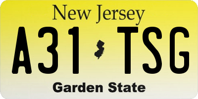 NJ license plate A31TSG
