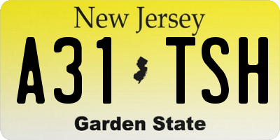 NJ license plate A31TSH
