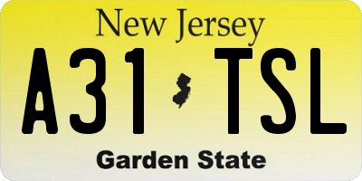 NJ license plate A31TSL